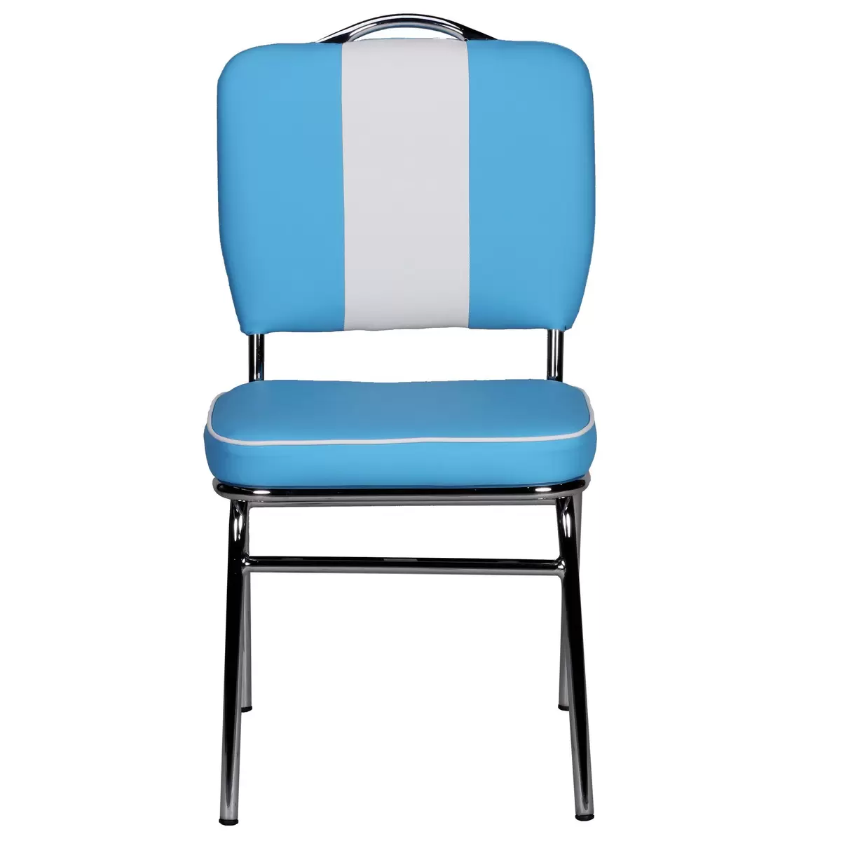 Stuhl Nizza blau,Chrom,weiss