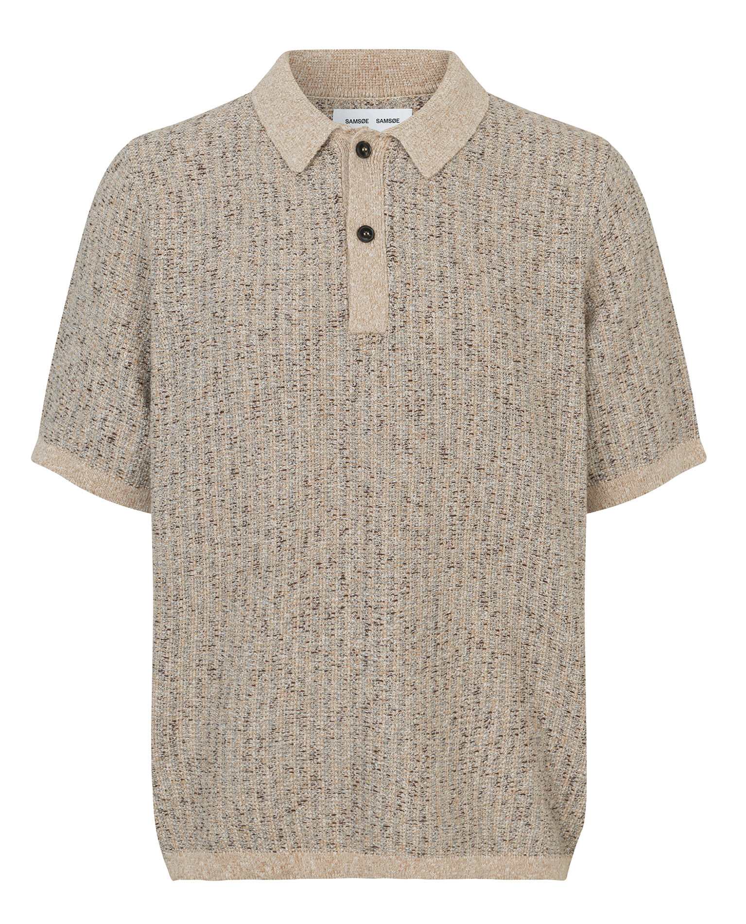 SARSENE - Polo droit maille chiné en coton| Beige