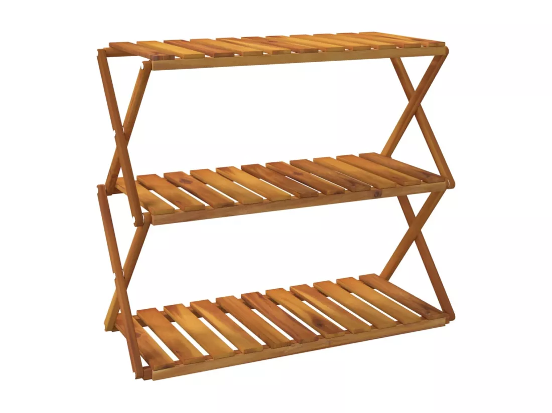 Étagère pliable à 3 niveaux Marron 70x31x63 cm Bois d'acacia