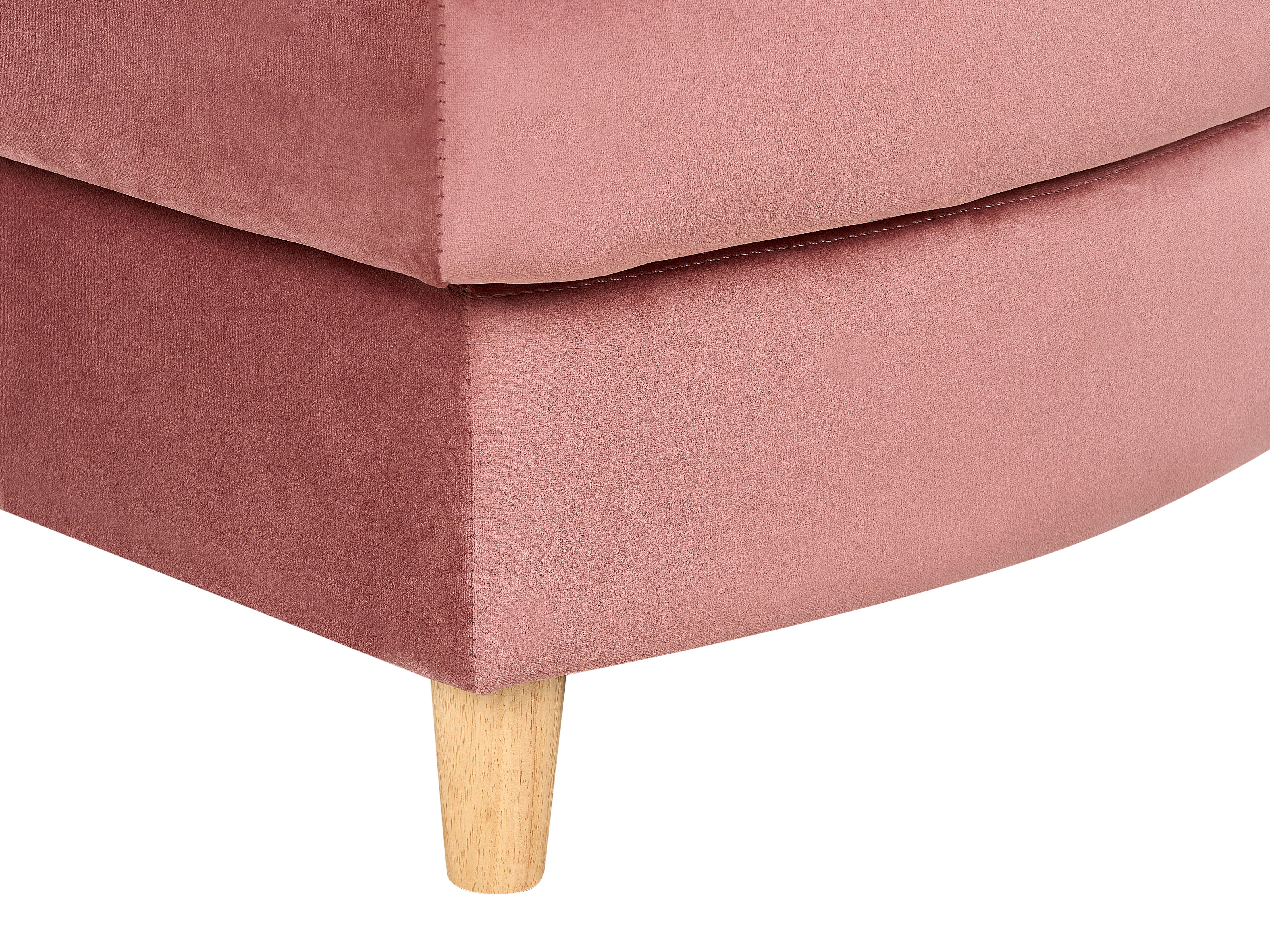 Rechtszijdige chaise longue MERI Fluweel Roze met opbergruimte