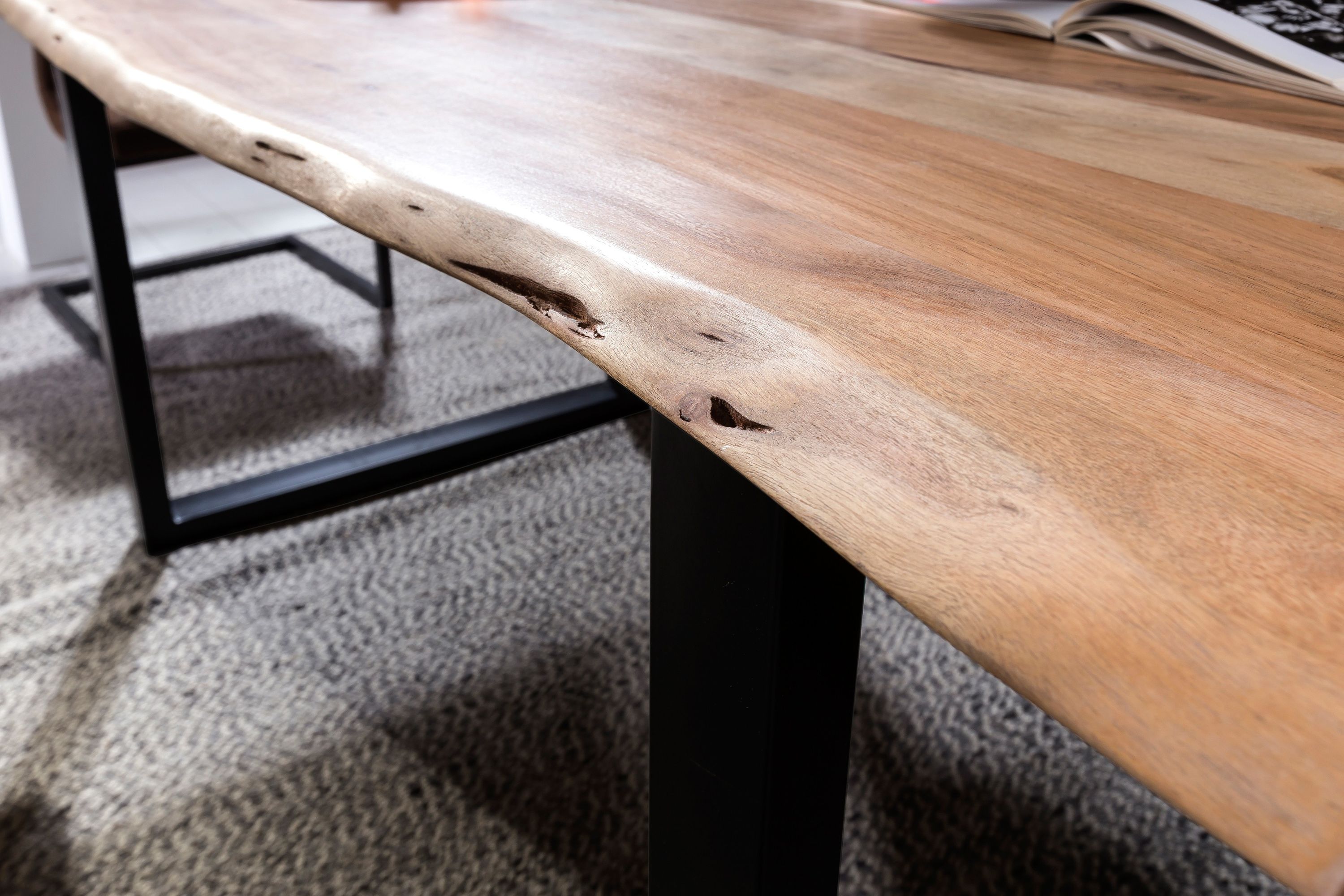 Tisch 200x100 Akazie Stahl Holztisch Esstisch Speisetisch Küchentisch Esszimmer