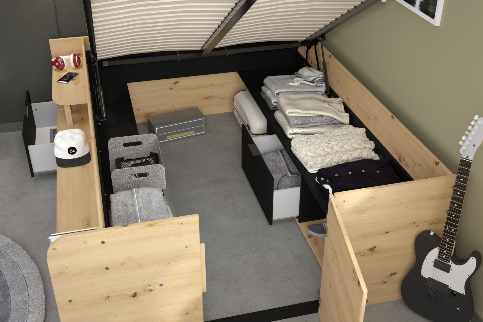Hochbett TRAVEL - Artisan Eiche - 140x200 cm