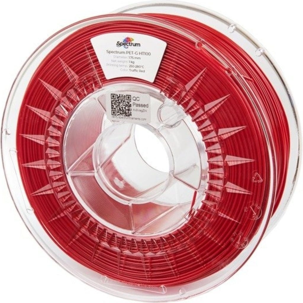 Spectrum  PET-G HT100 Traffic Red, 1,75 mm / 1000 g    Temperaturbeständiges PET-G mit ausgezeichneter Dimensionsstabilität