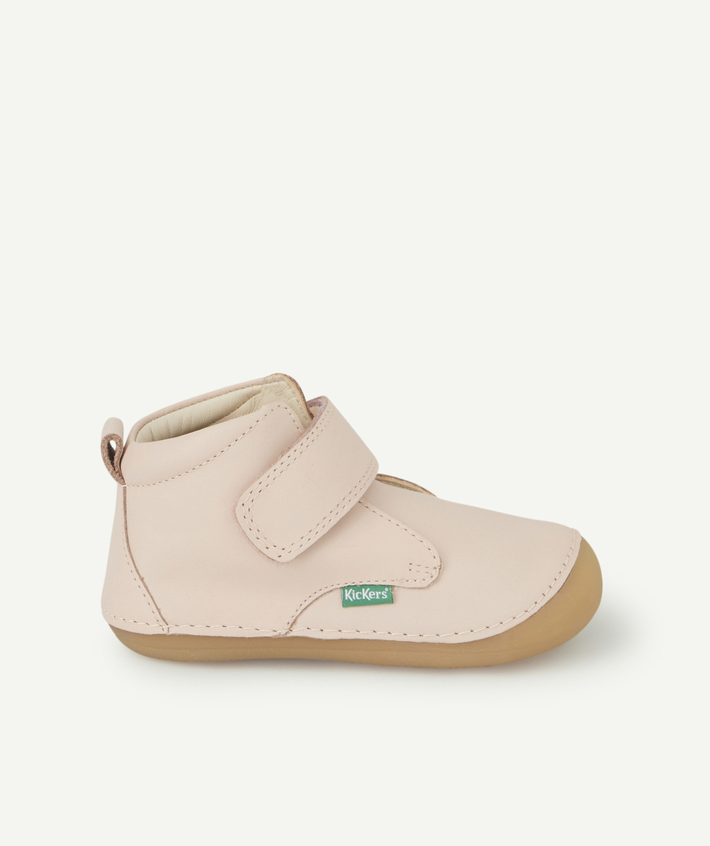 KICKERSBOTTINES BÉBÉ FILLE SABIO ROSE CLAIR EN CUIR AVEC SCRATCH