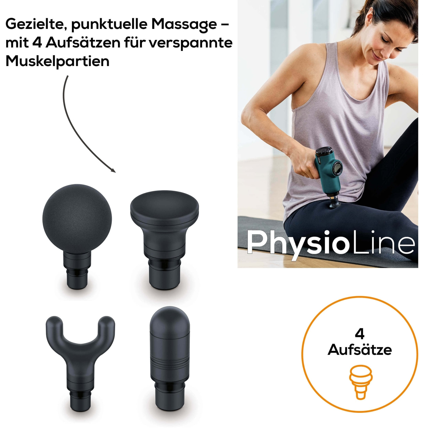 MG 99 Mini Massage Pistole Elektronische Muskelmassagepistole zur Muskelentspannung mit 4 Aufsätzen (65003) - Blau / Schwarz