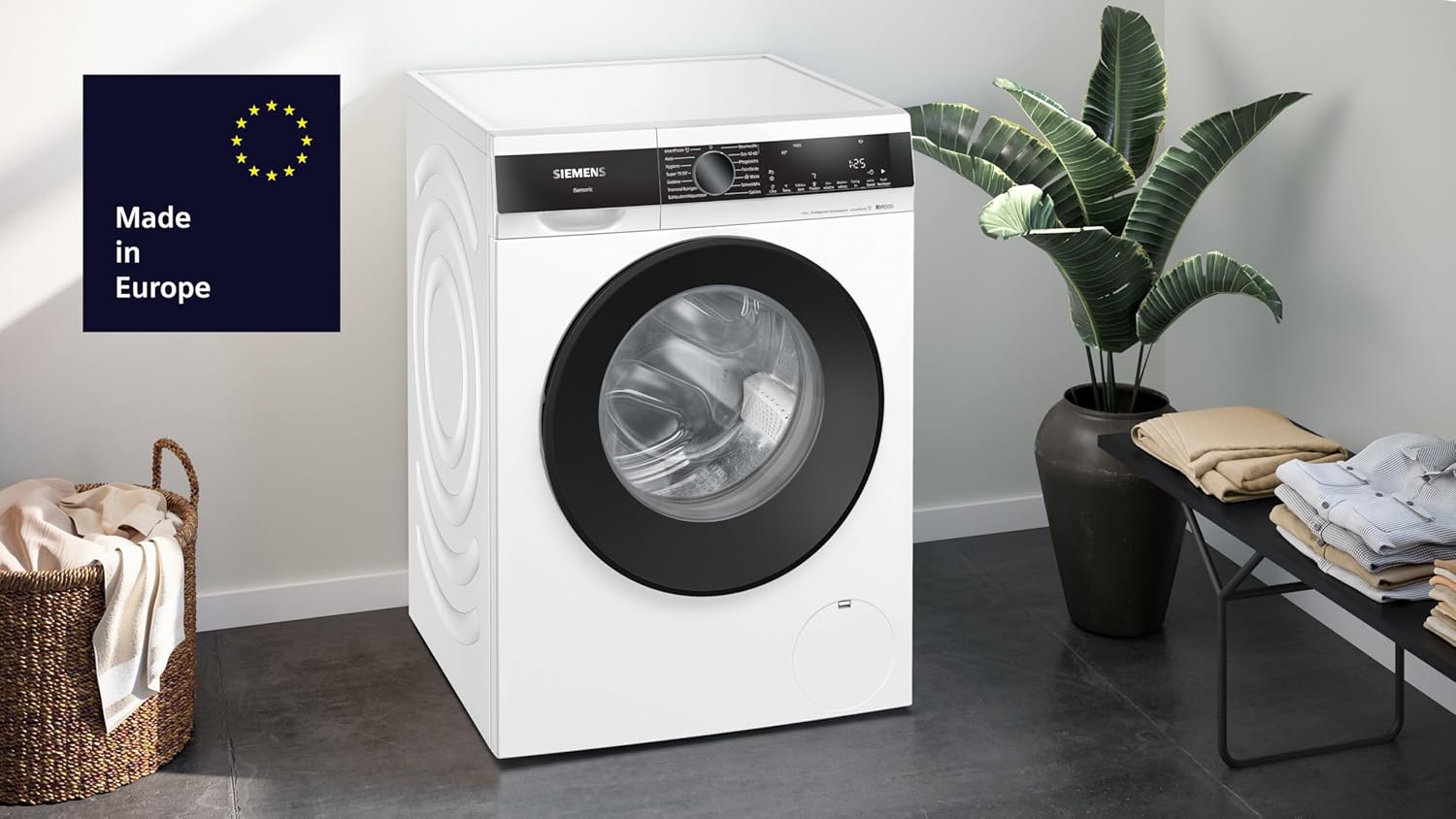 Siemens WG44G2F22 iQ500 Waschmaschine 9kg, 1400 UpM, i-Dos Automatische Waschmitteldosierung, Antiflecken-System, smartFinish für weniger Bügeln, Schneller Waschen mit speedPack L, waterPerfect Plus