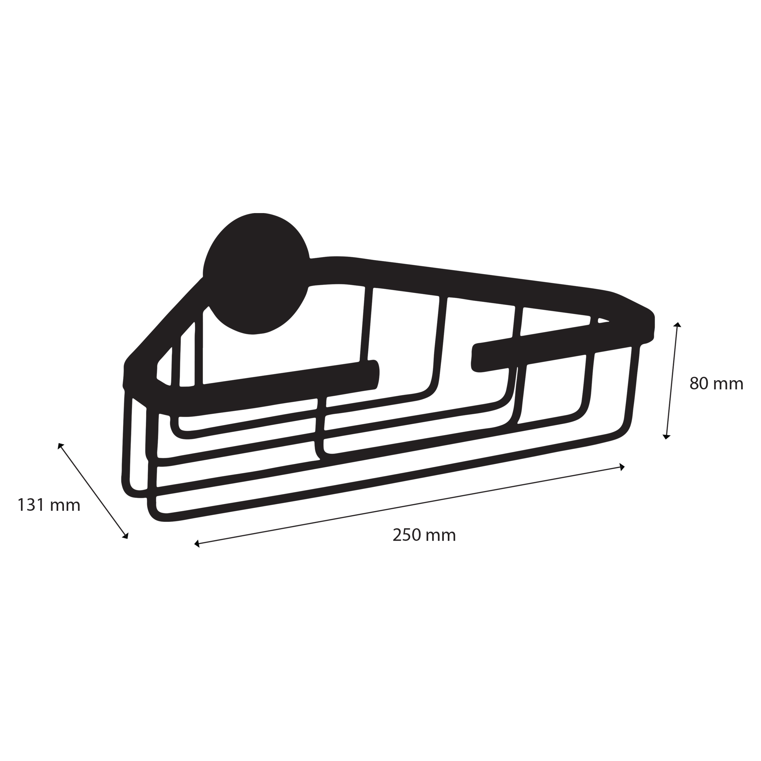 Differnz doucherek hoekmodel 25cm zwart