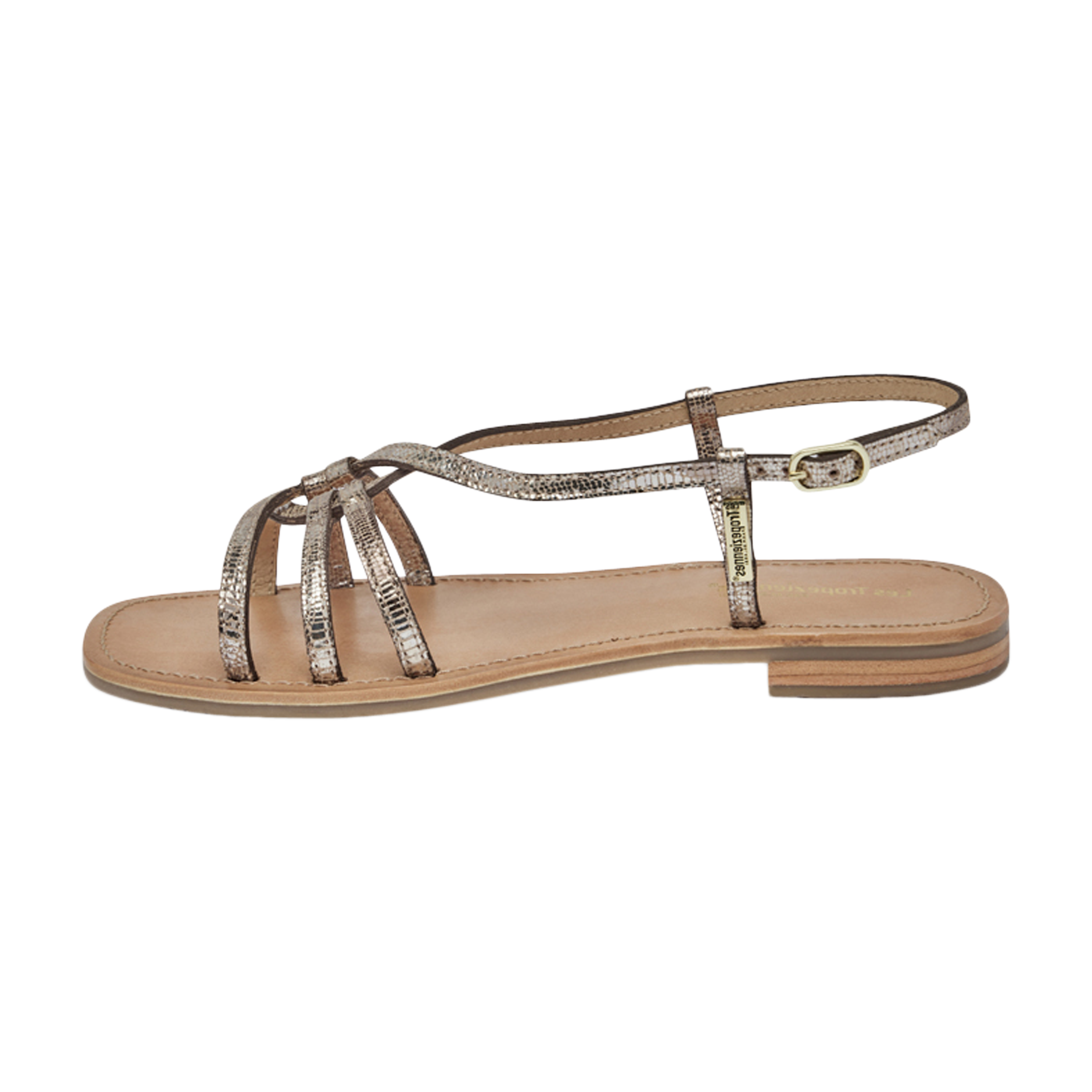Sandales plates cuirhudon | Doré