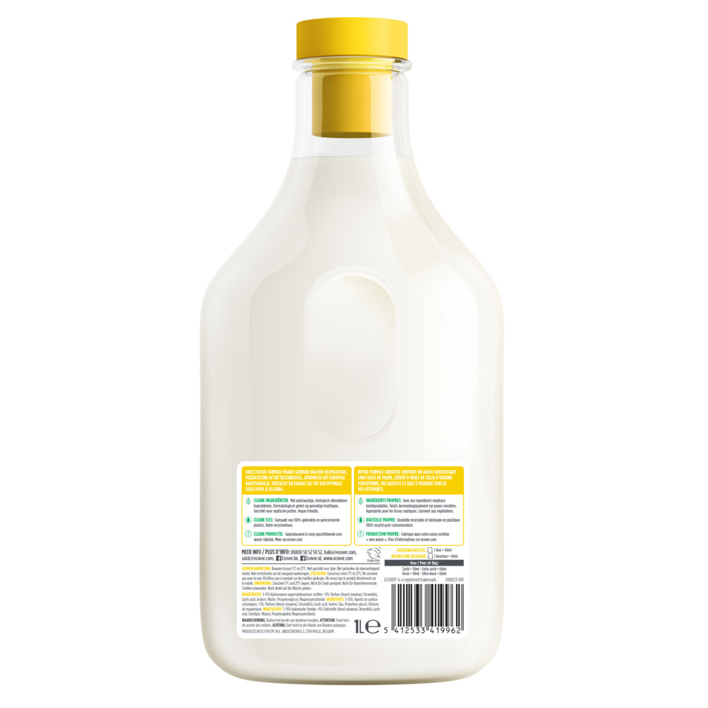 6x Ecover Wasverzachter Gardenia 33 Wasbeurten1 liter