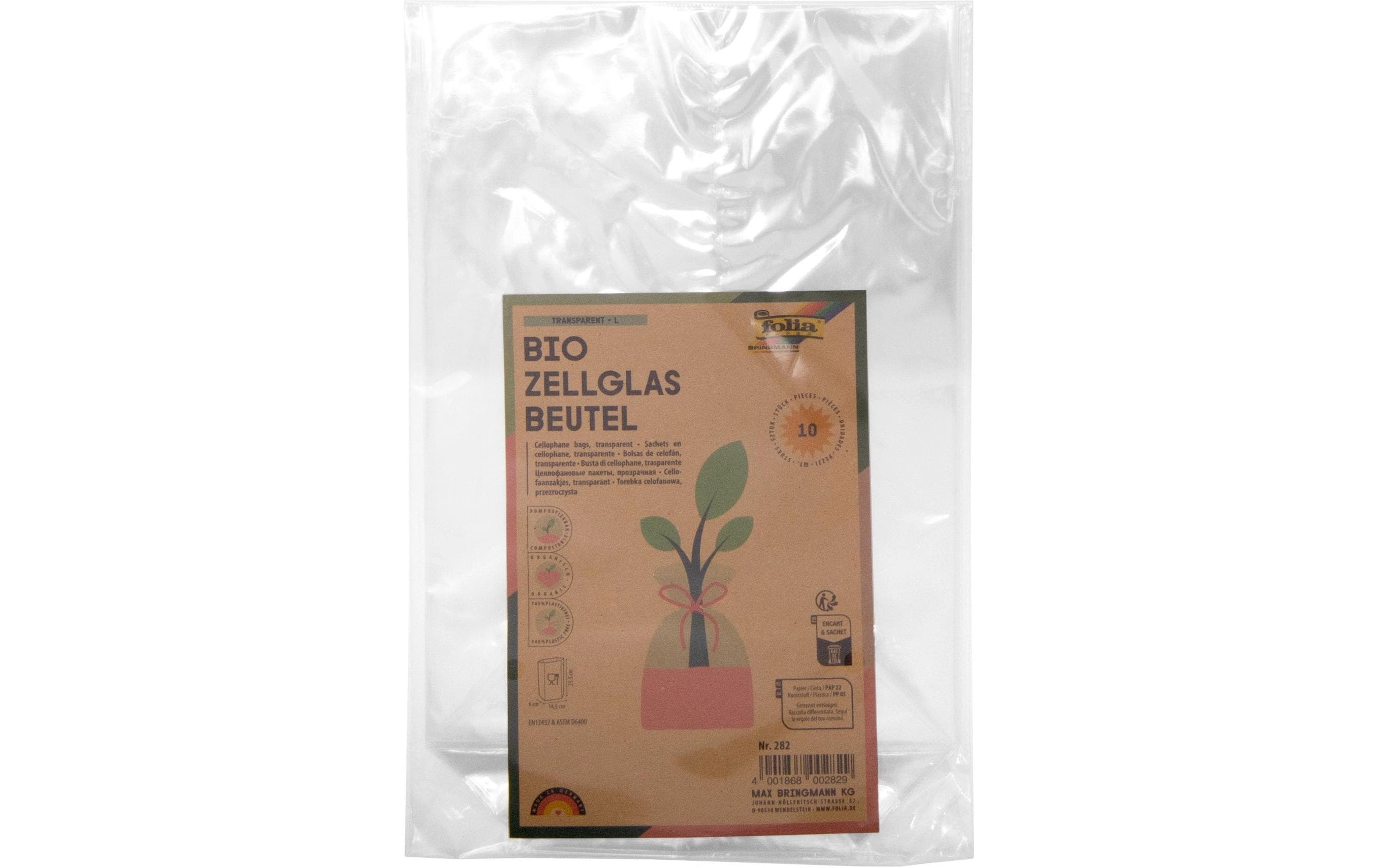 Klarsichttüte Bio mit Boden 145 x 235 mm, 10 StückKreuzbodenbeutel