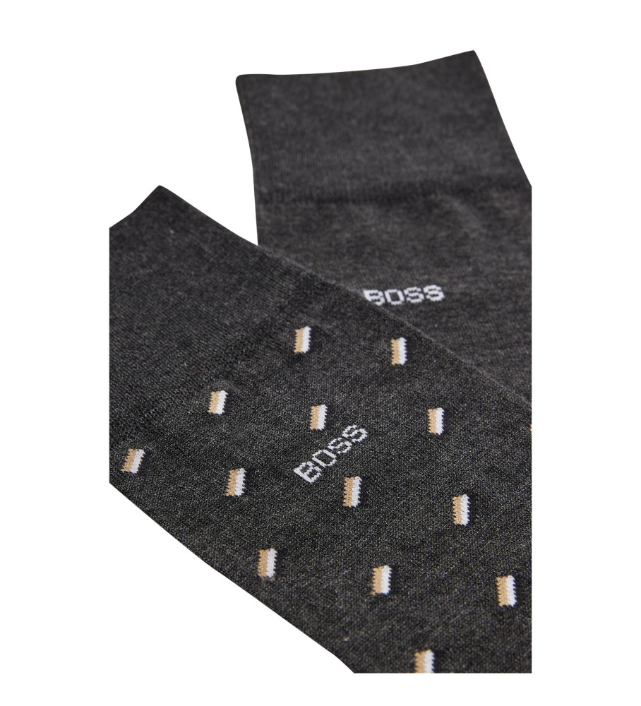 Pacote com 2 pares de meias mercerizadas BOSS, cinza escuro