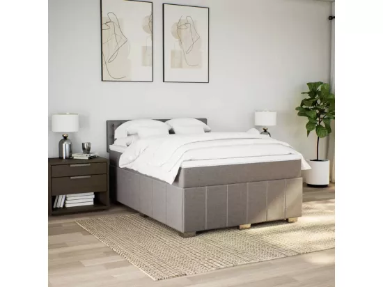 Sommier à lattes de lit avec matelas Taupe 160x200 cm Tissu