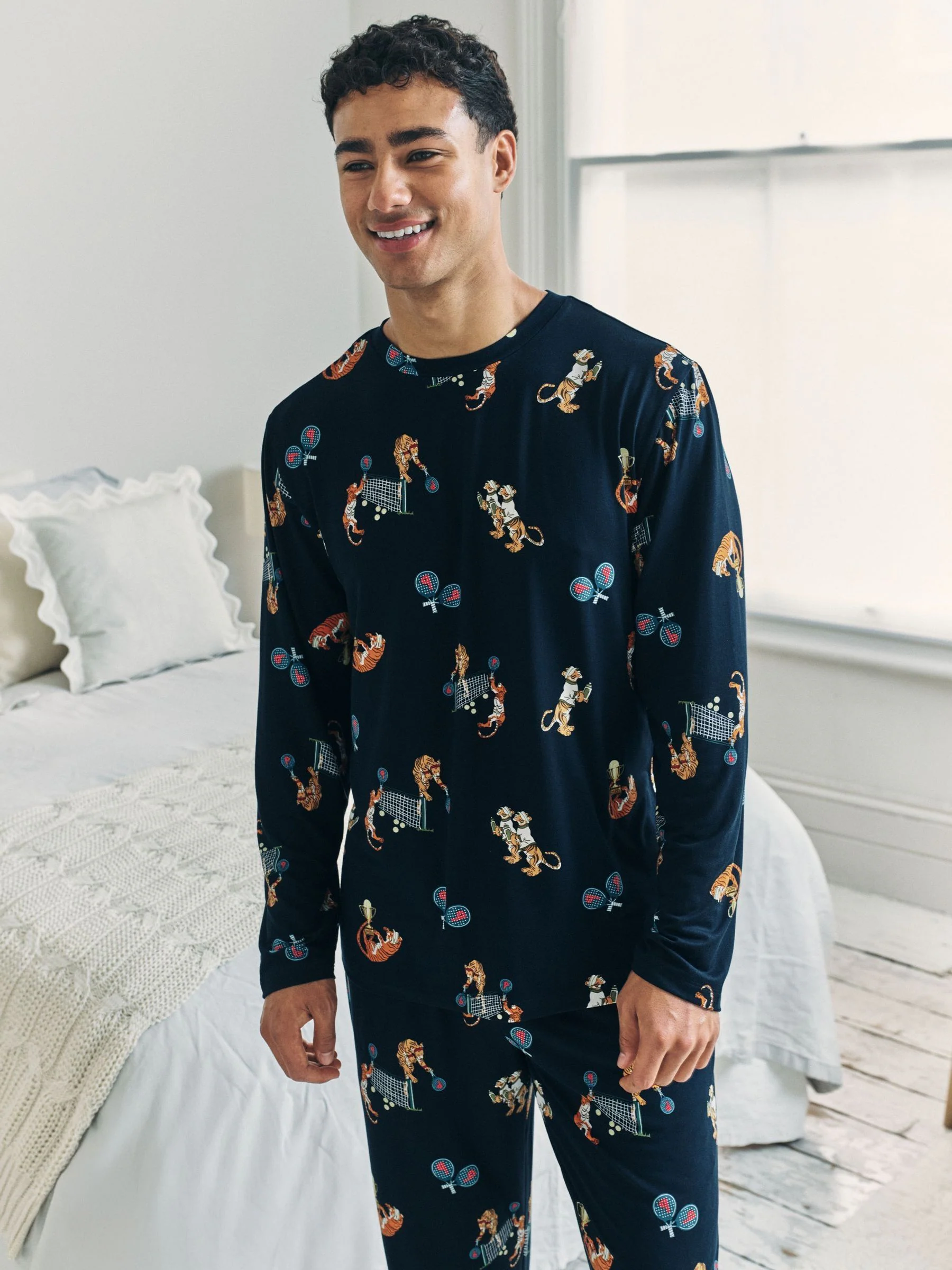 Chelsea Peers Padel Tennis Tiger Print Long Pyjamas Set