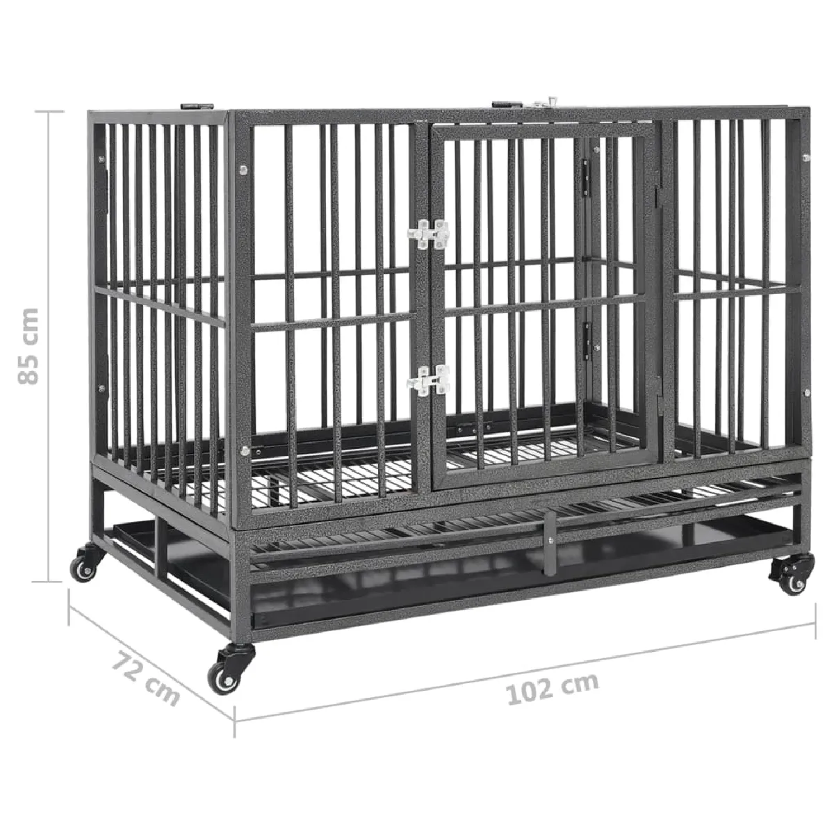 vidaXL Cage chien avec roues et toit - 102x72x85 cm