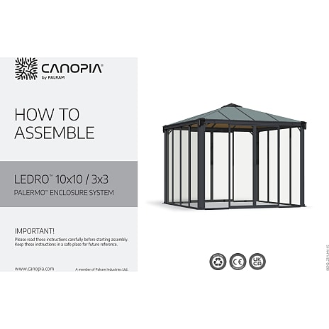 Palram - Canopia Ledro 3000 lukket havepavillon - antracitgrå