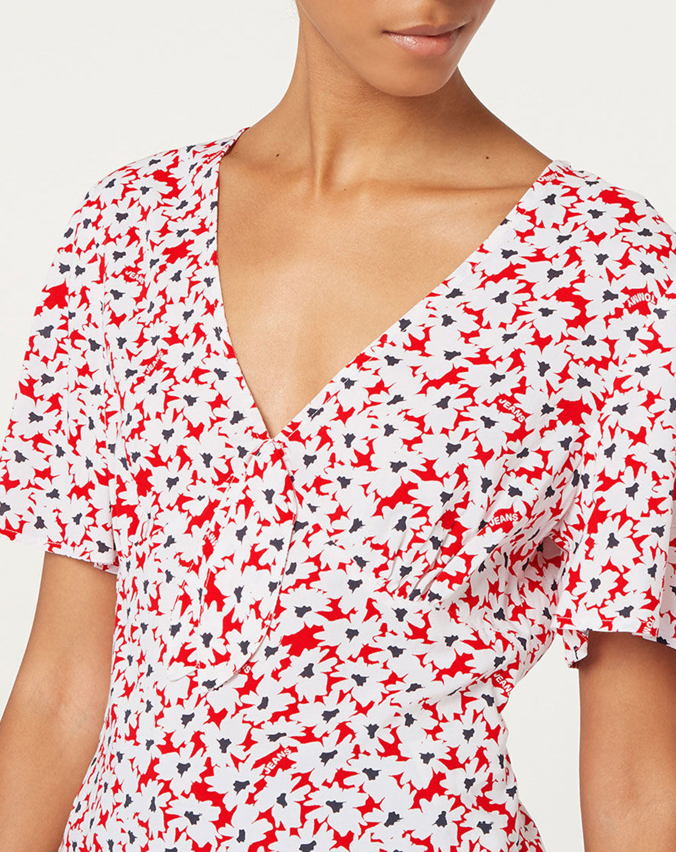 Tommy Jeans Top imprimé floral rouge/blanc