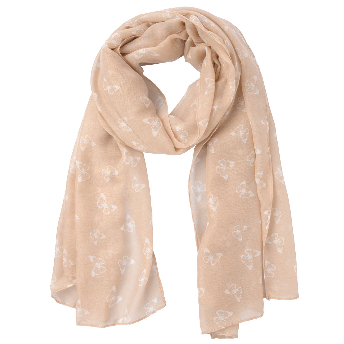 Gina Benotti Damen Tuch mit Schmetterling-Allover beige