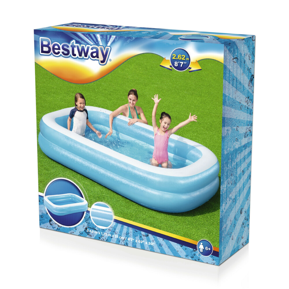 Bestway Familiebad Rechthoek Blauw 262 cm