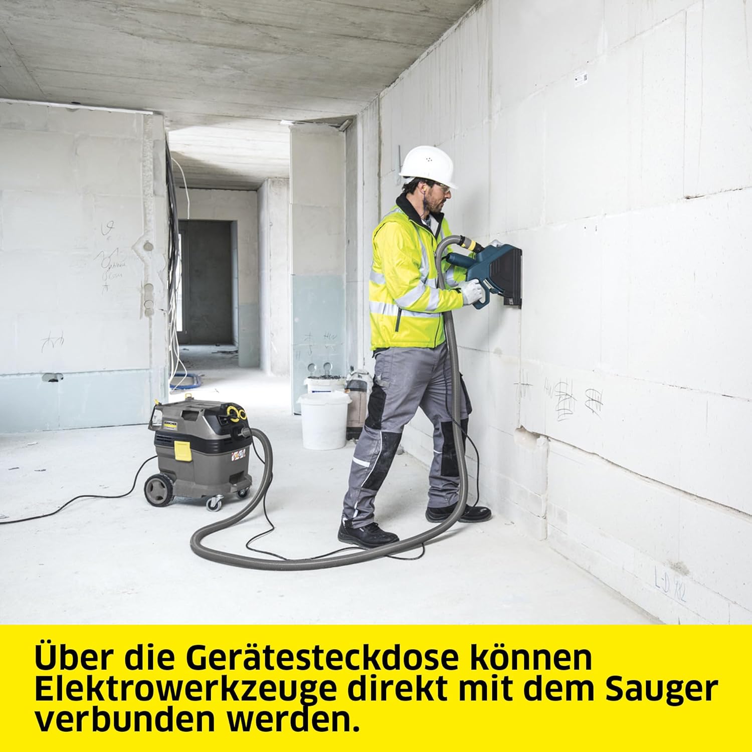 Kärcher Nass- und Trockensauger NT 30/1 Tact Te L, Leistung: max. 1380 W, autom. Filterreinigung, Kunststoffbehälter: 30 l, Saugschlauch: 2,5 m, breite Nass-/Trockenbodendüse (360 mm), Gerätesteckdose