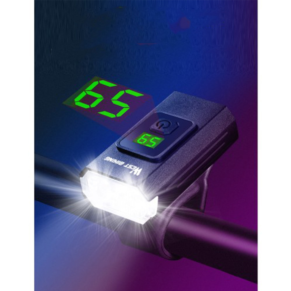 (2-tlg. Set) Wiederaufladbares Aluminium USB Fahrrad LED Front- und Rücklicht mit LCD Display IPX6 - Schwarz
