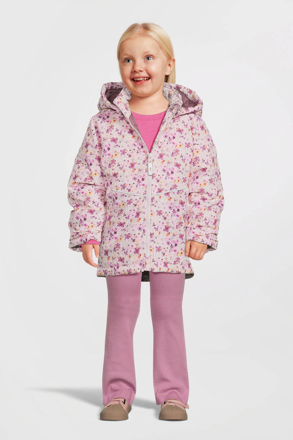 NAME IT gebloemdewinterjas NMFMAXI roze/rood/paars