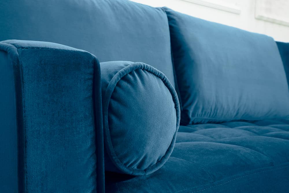 Elegantes Ecksofa COZY VELVET 260cm blau petrol Samt Federkern 3-Sitzer