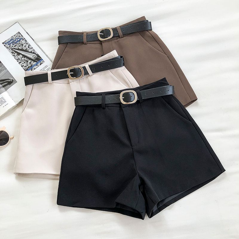 DIYI - Effen shorts met hoge taille en riem