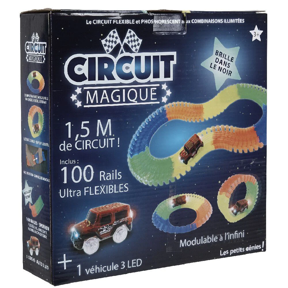 Circuit lumineux 100 rails flexibles phosphorescent