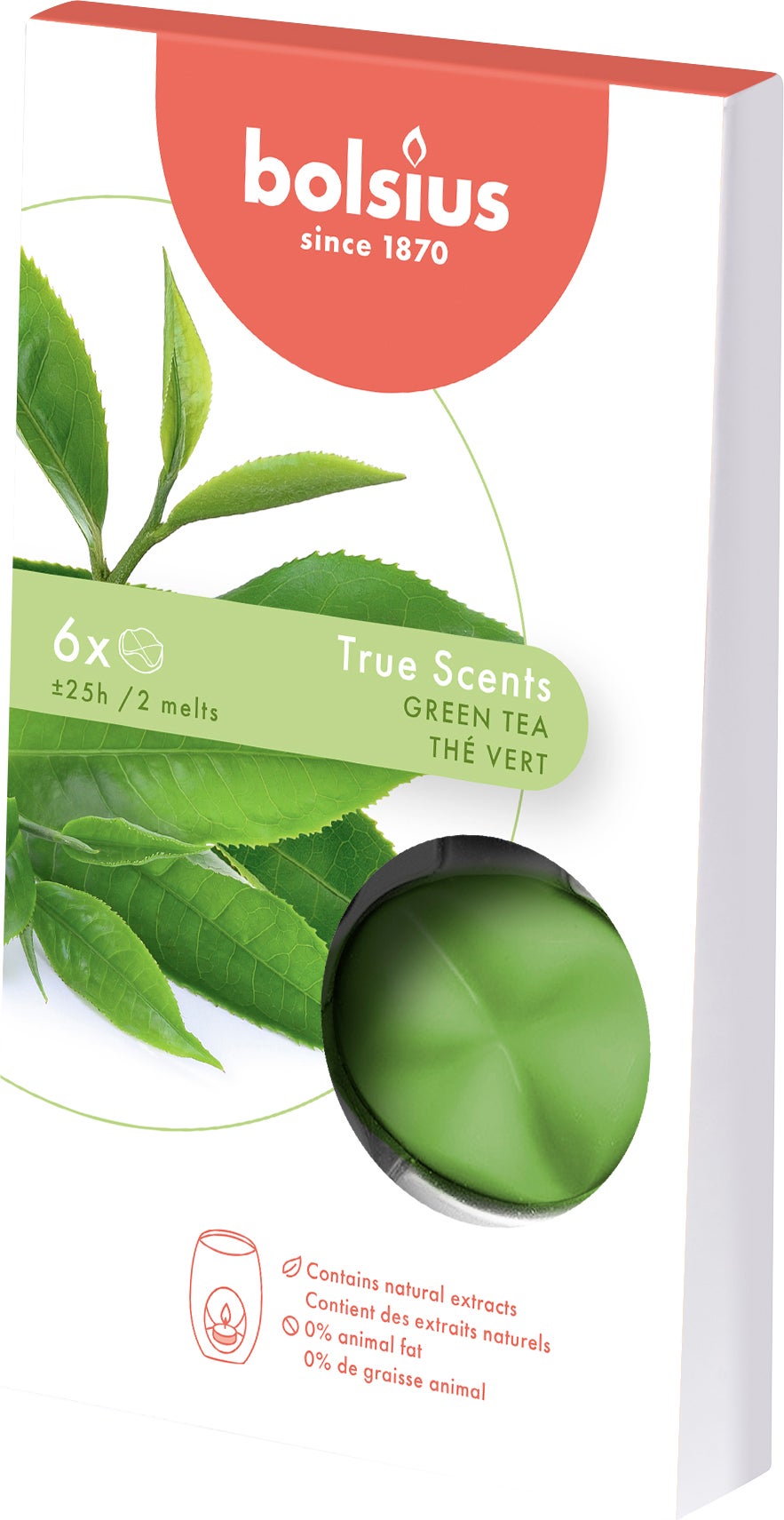 Bolsius geurwax True Scents Green Tea groen 6 stuks