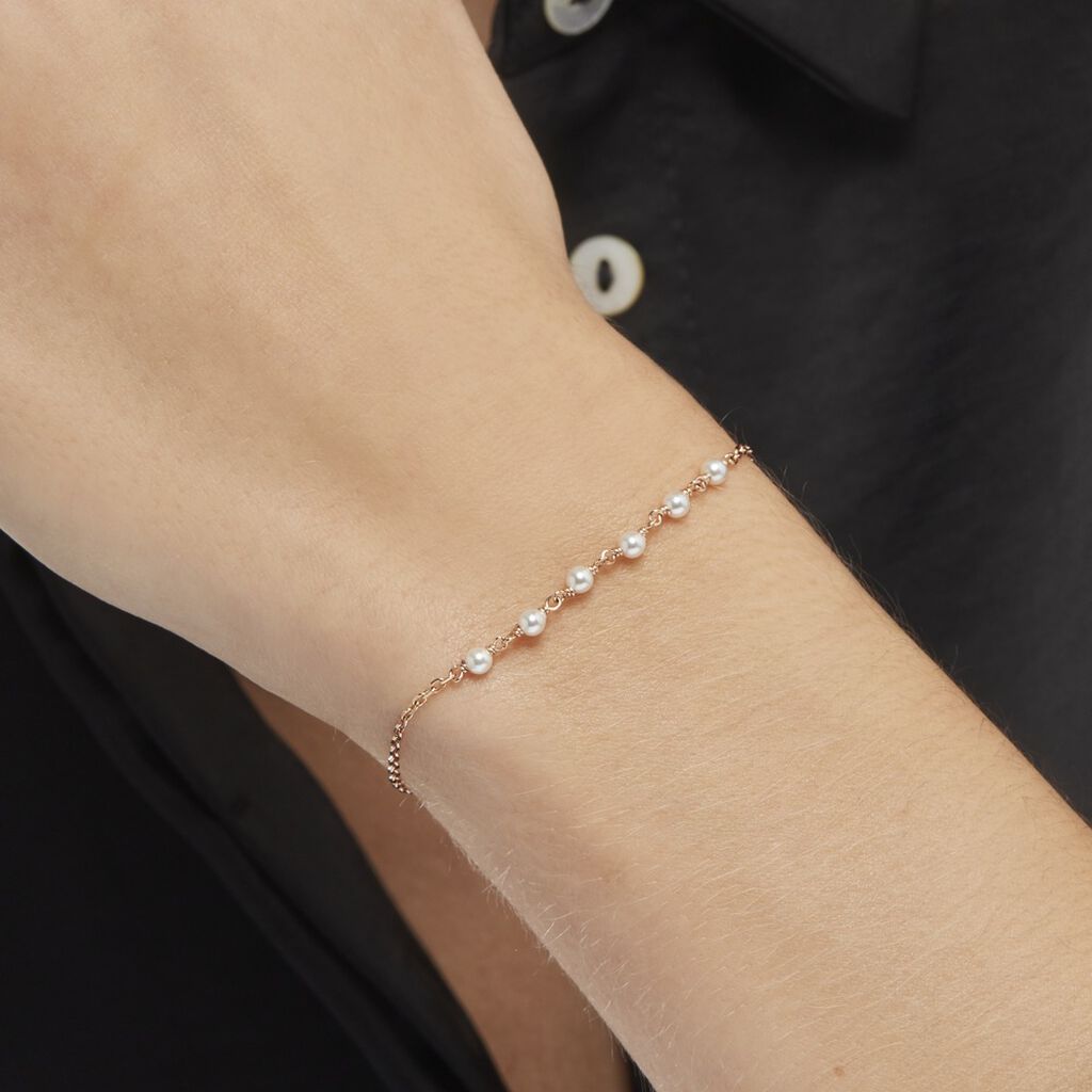 Bracelet Plaqué Or Jaune Aglaya Perles D'imitation