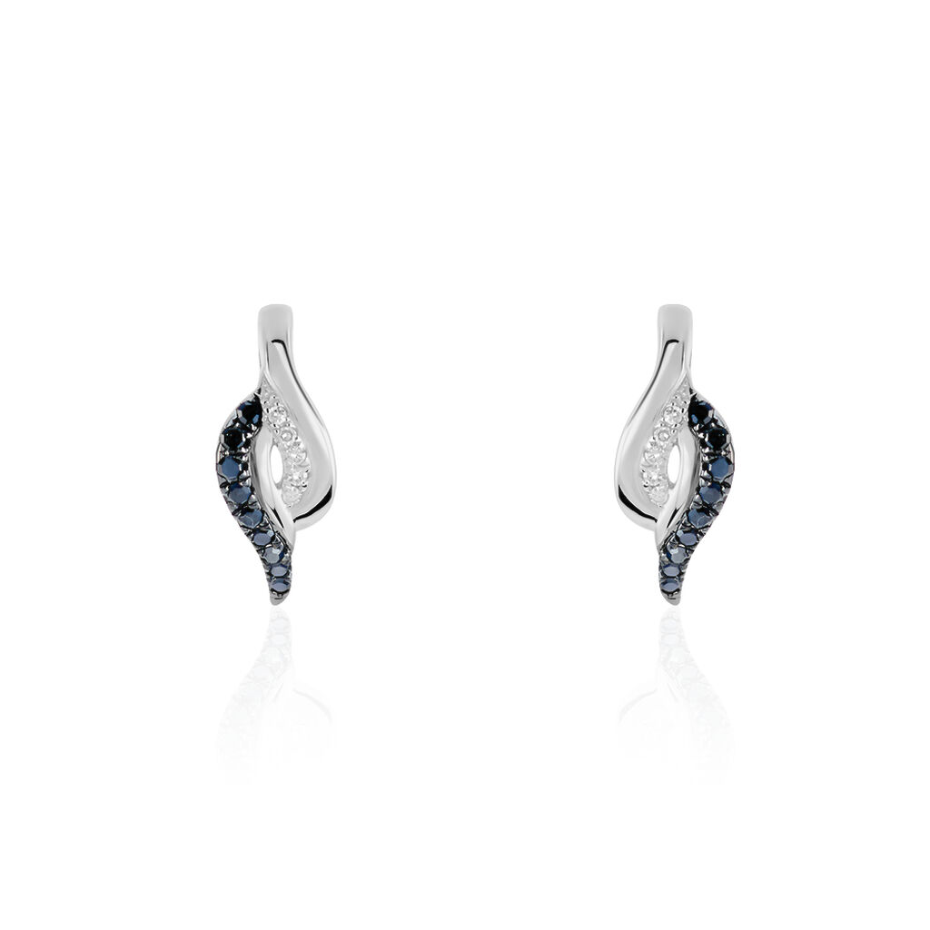 Boucles D'oreilles Puces Sculptural Or Blanc Diamant