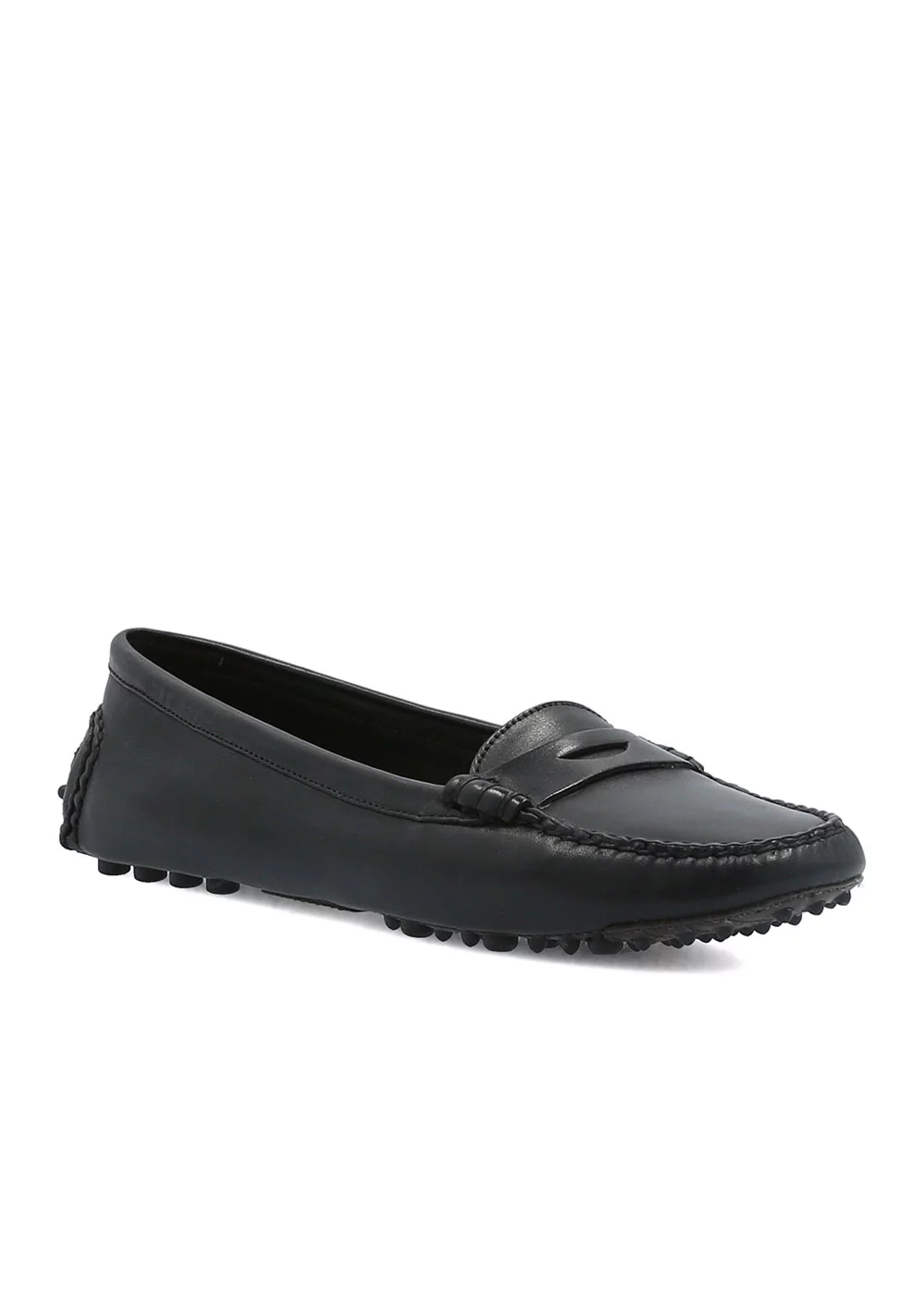 MOCASSIN ROUND DRIVER CUIR NOIR