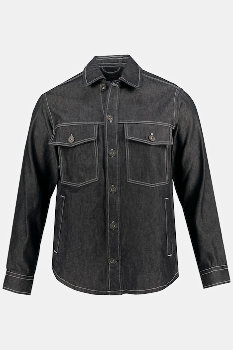 Hemd, Denim, Overshirt, Langarm, Kent Kragen, Raw Denim