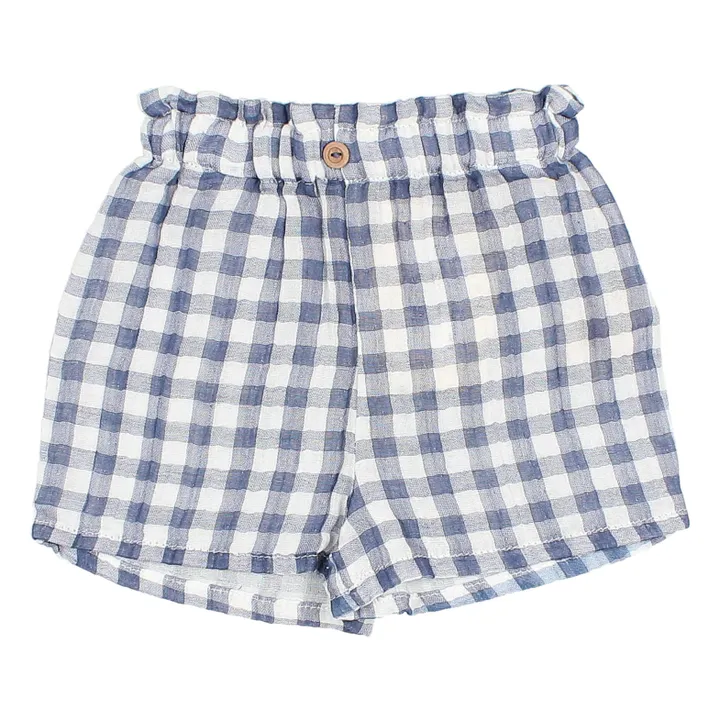 Búho Short Vichy Mousseline Bébé | Bleu
