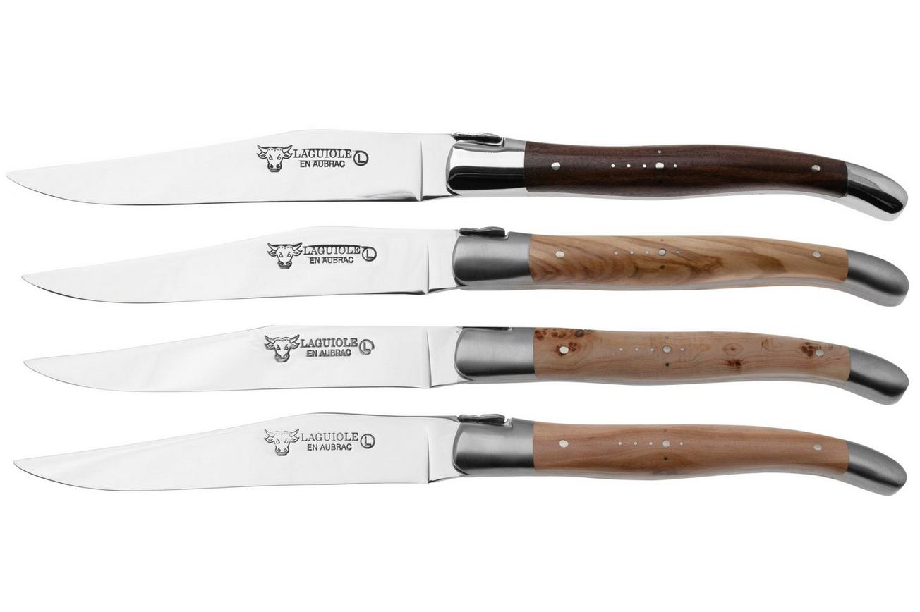 Laguiole en Aubrac Steak Knives 42C99BFIHK Stainless Steel, French Wood, 4-delige steakmessenset