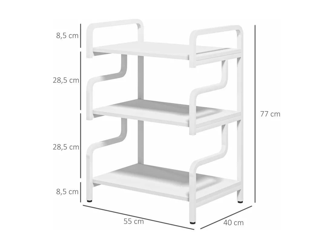 Étagère de rangement 3 niveaux - support d'imprimante - acier panneaux blanc