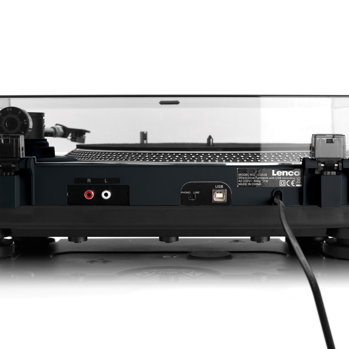 LENCO L-3808 Plattenspieler mit Direktantrieb & USB, schwarz