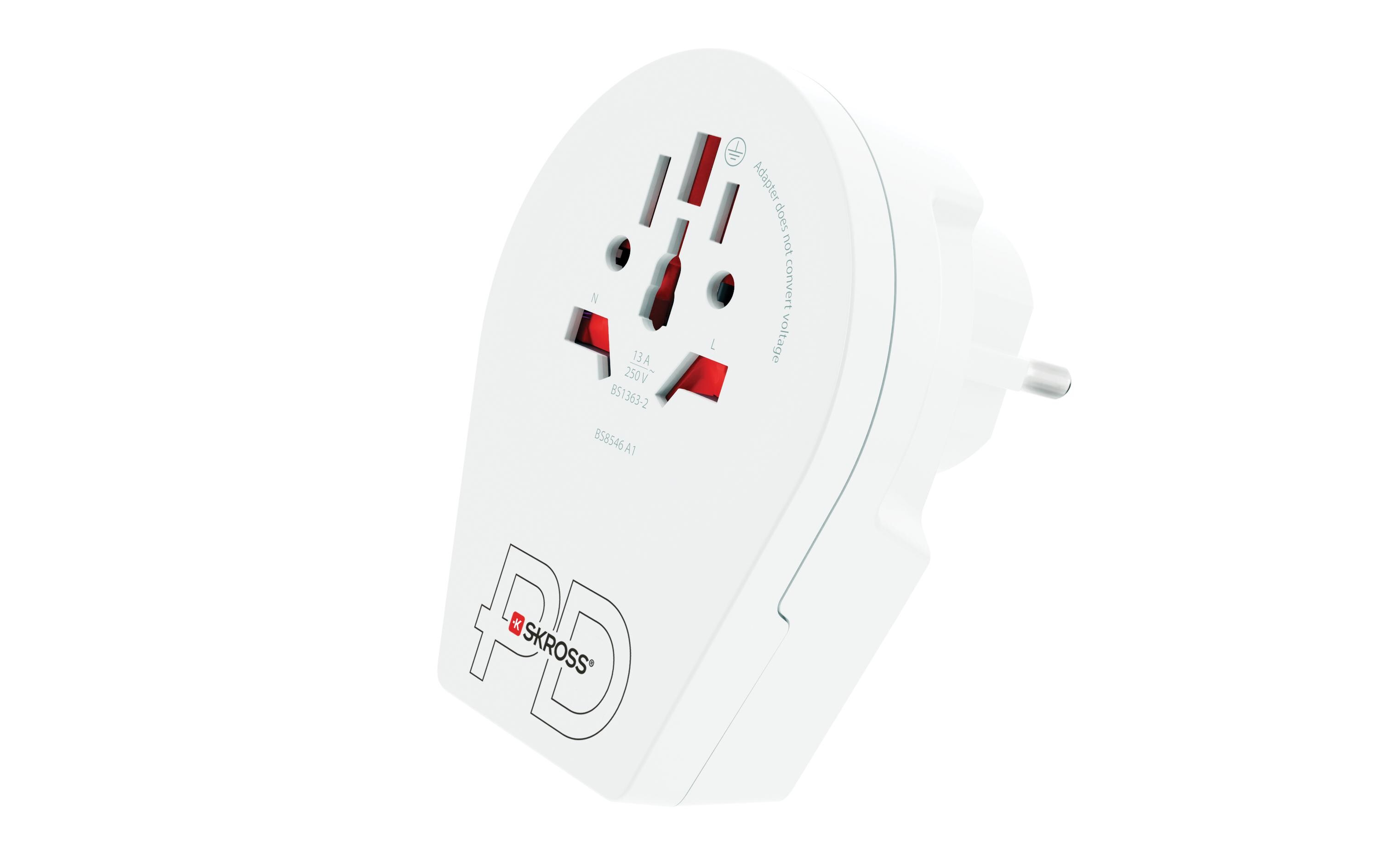 Reiseadapter Country World / Europe, USBReiseadapter für 2- und 3-polige Geräte