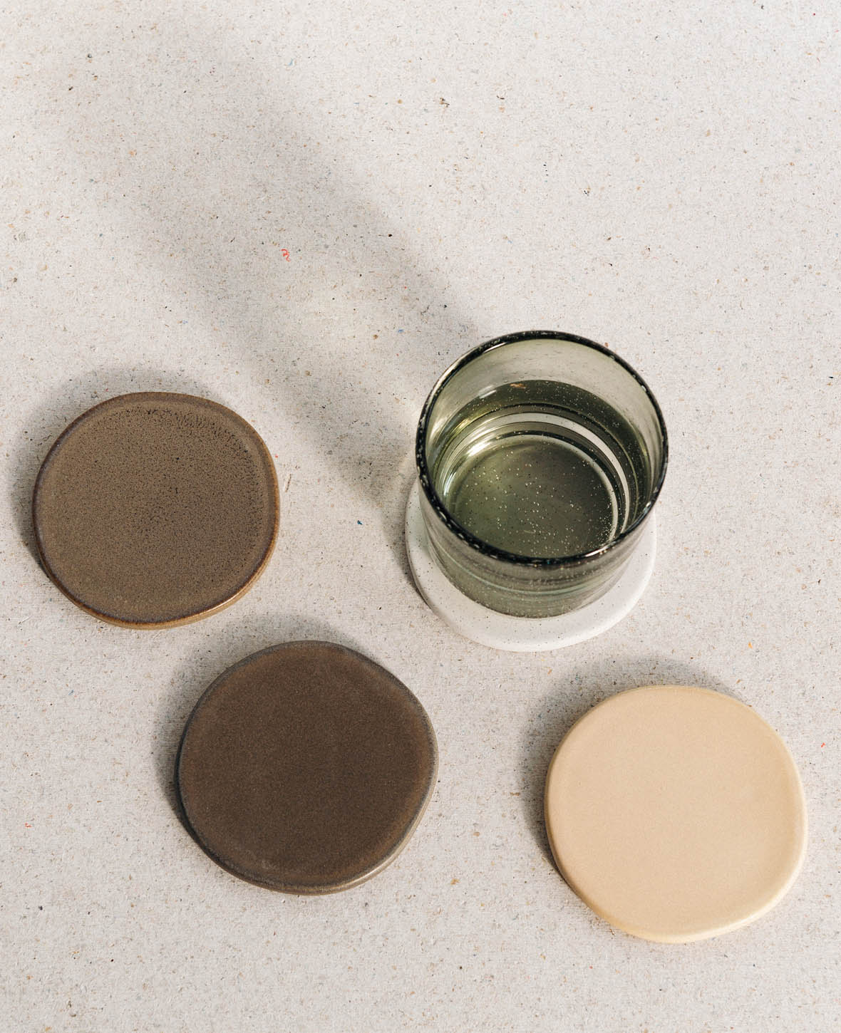 (4er Set) Ø9.5cm Keramik Untersetzer Glasuntersetzer - Earth