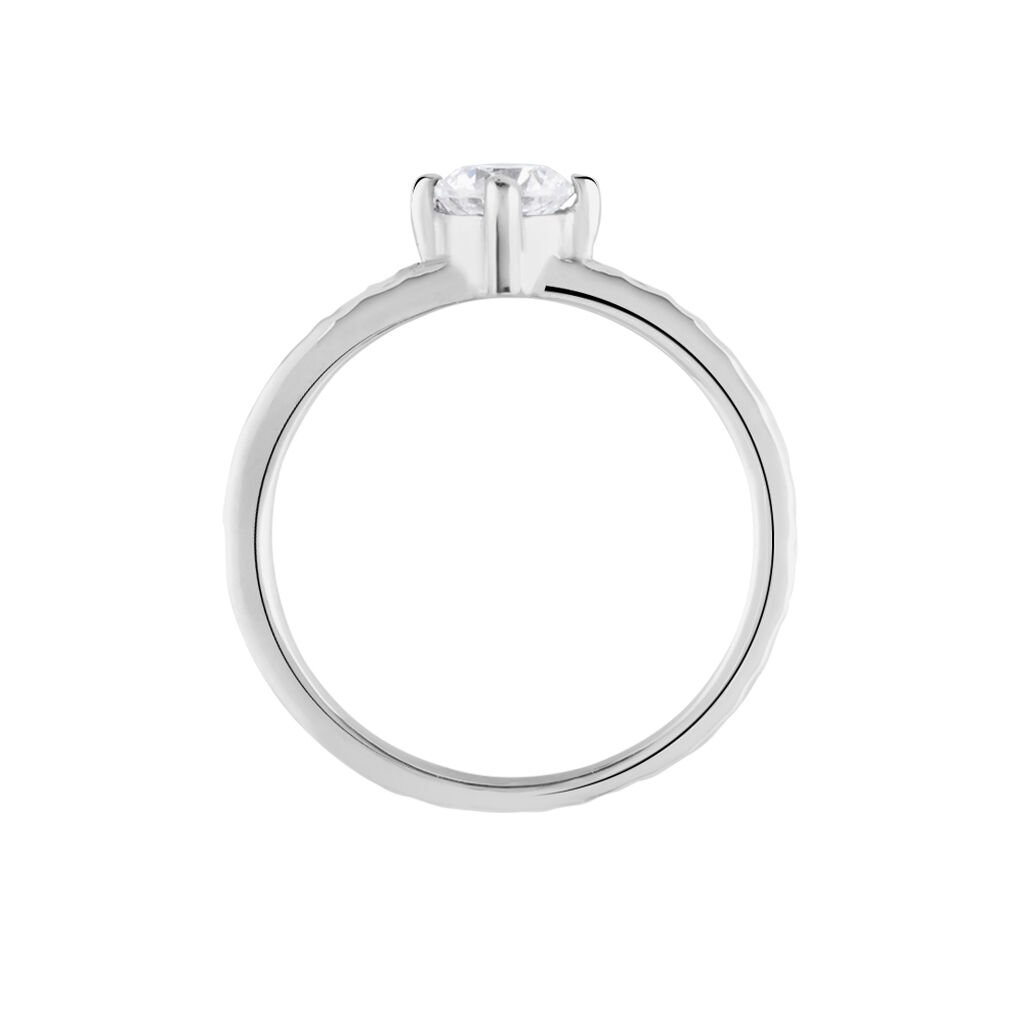 Bague Solitaire Argent Blanc Candi Oxyde De Zirconium