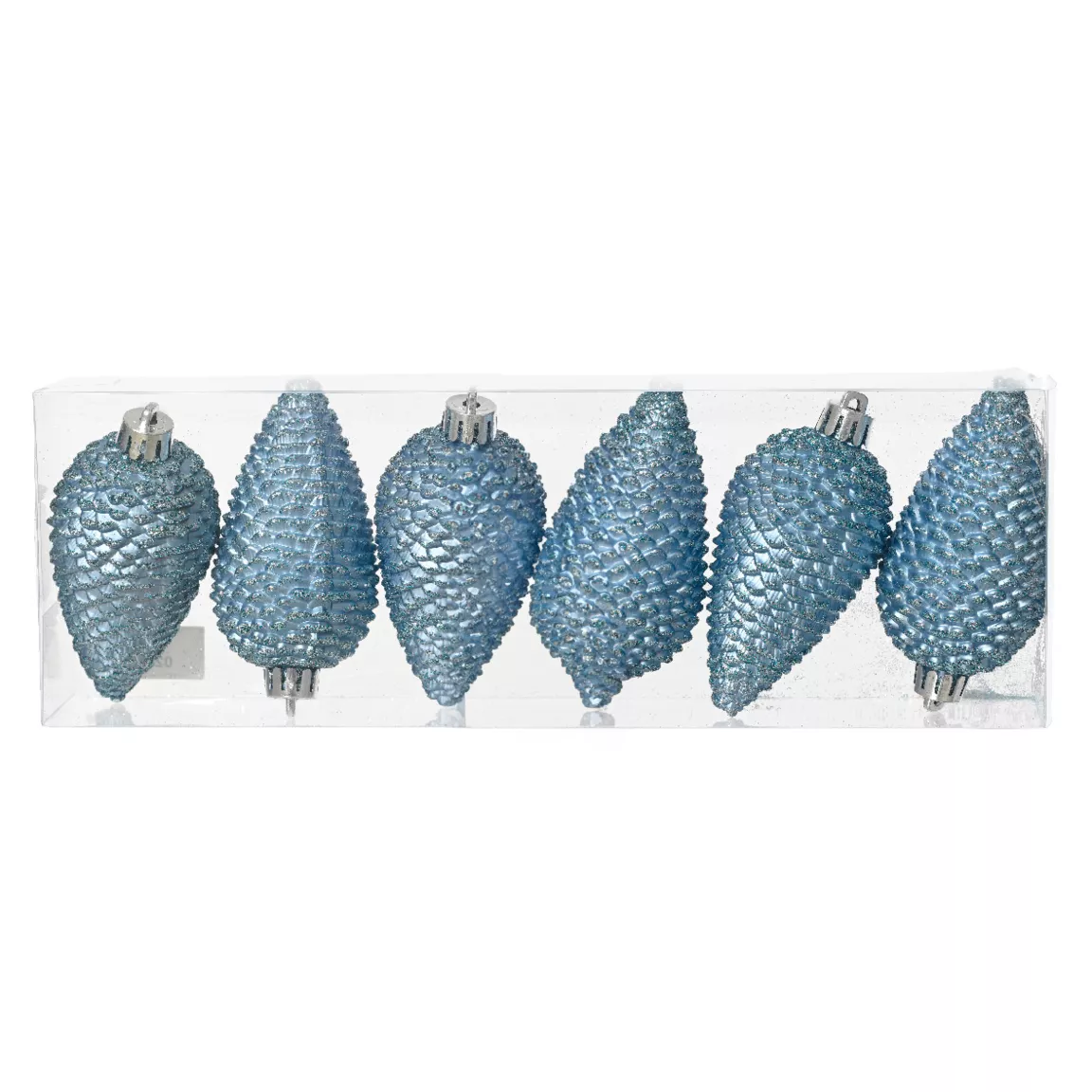 Lot de 6 pommes de pin à suspendre (H8 cm) Alpine Bleu glacé