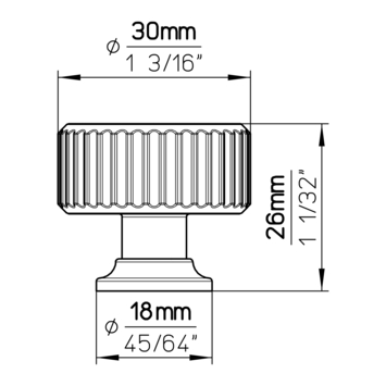 Knop Lex mat zwart 30 mm