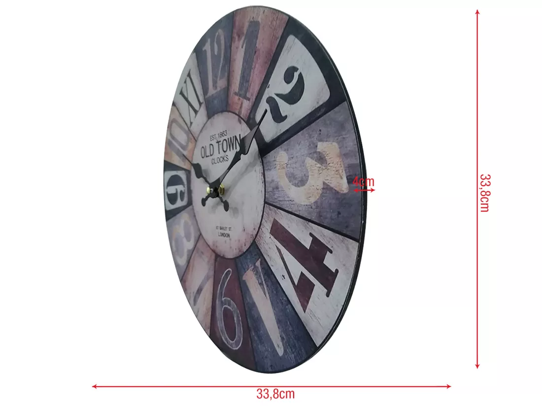 Horloge Décorative Horloges Murale Mdf Blanc Marron Gris Style Retro