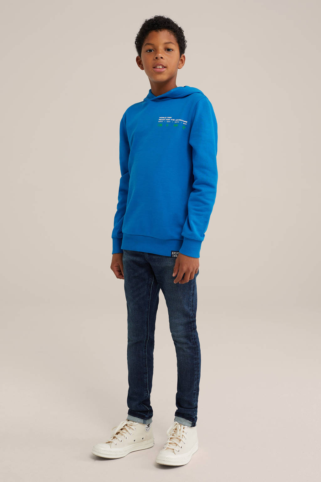 WE Fashion hoodie met backprint blauw