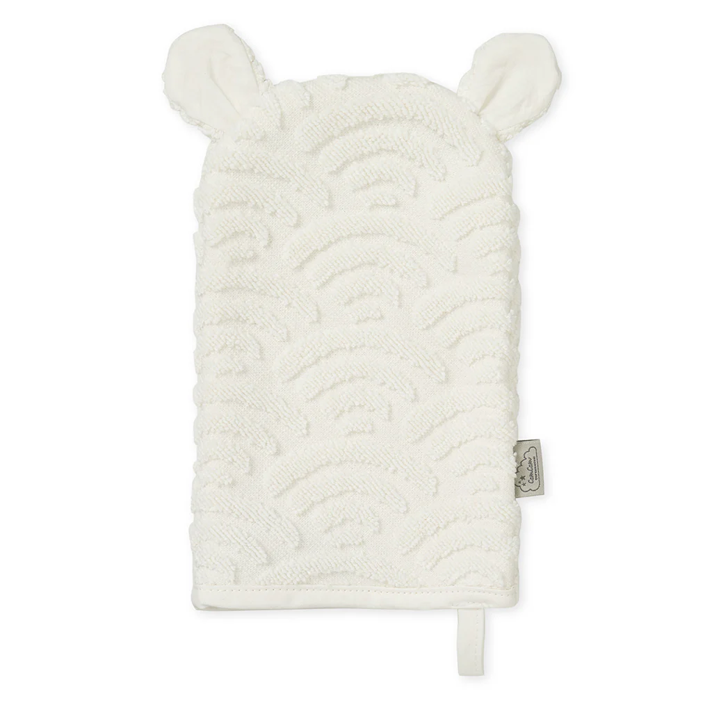Vaskehandske med ører - GOTS Off-White
