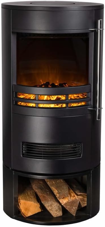 Eurom Elektrischer Kaminofen Orsa, 2.000 W 363487 (Kaminofen) Leistung max.: 2000 W/Leistungsstufen: 2/Gehäusematerial: Aluminium, Glas/Abmessung: 420 x 420 x 850 mm/Kabellänge: 1,5 m