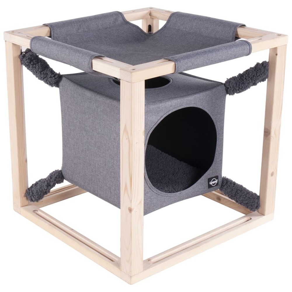 Quapas! Lit pour chats avec hamac catcube gris m 54x54x54 cm