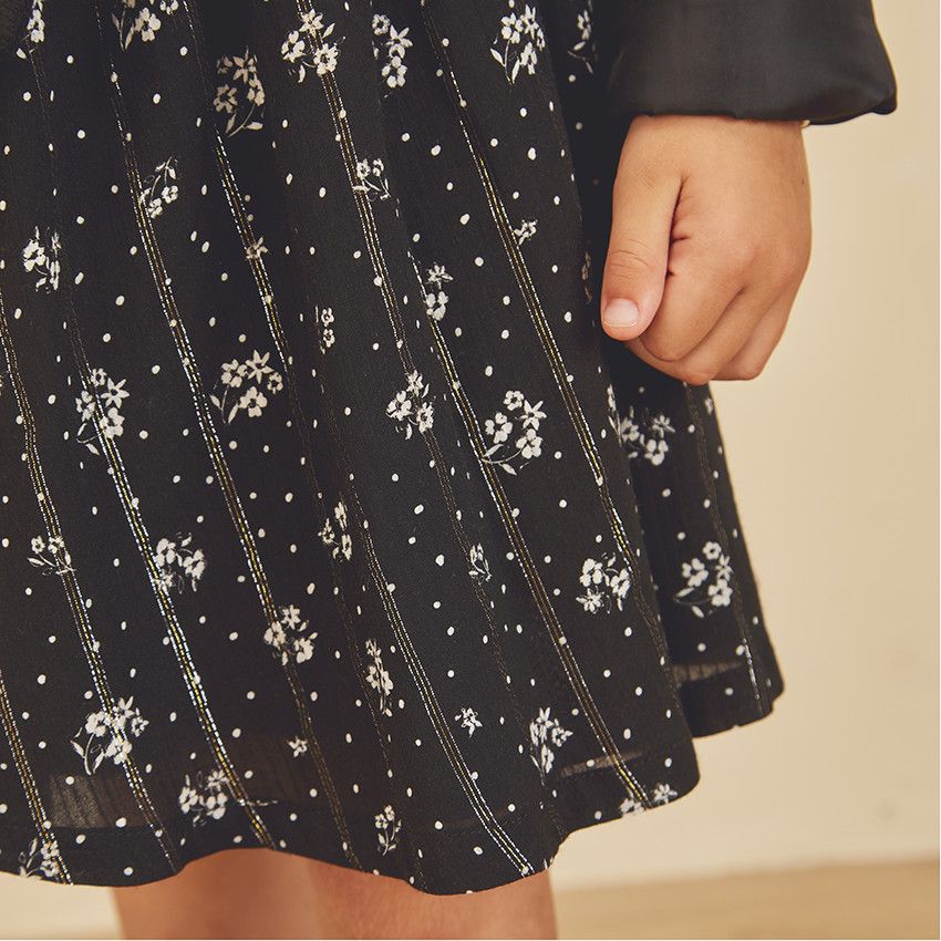Jupe patineuse à taille smockée pour fille - Noir