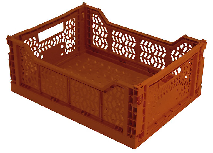Cagette plastique recyclé pliable terracotta taille M