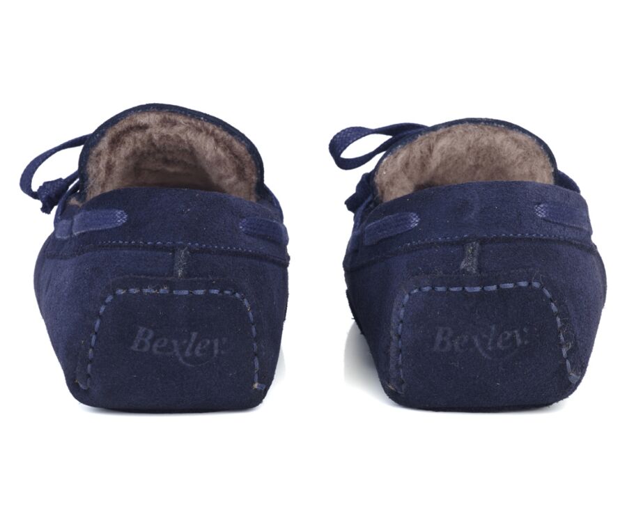 Chaussons homme croûte de velours Marine